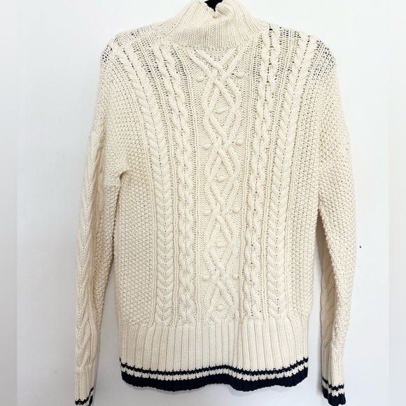 Vineyard Vines Women XS Wool Blend Tipped Island Fisherman Mock Neck Sweater - Picture 4 of 4